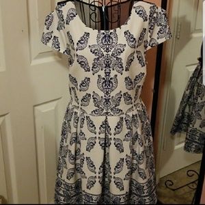 Formal blue and white dress